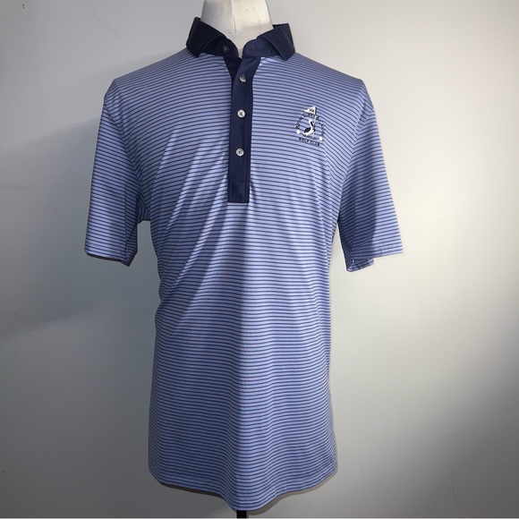 Greyson Performance Polo Mens XL Purple Blue striped Royal Turks and Caicos. - Picture 2 of 7